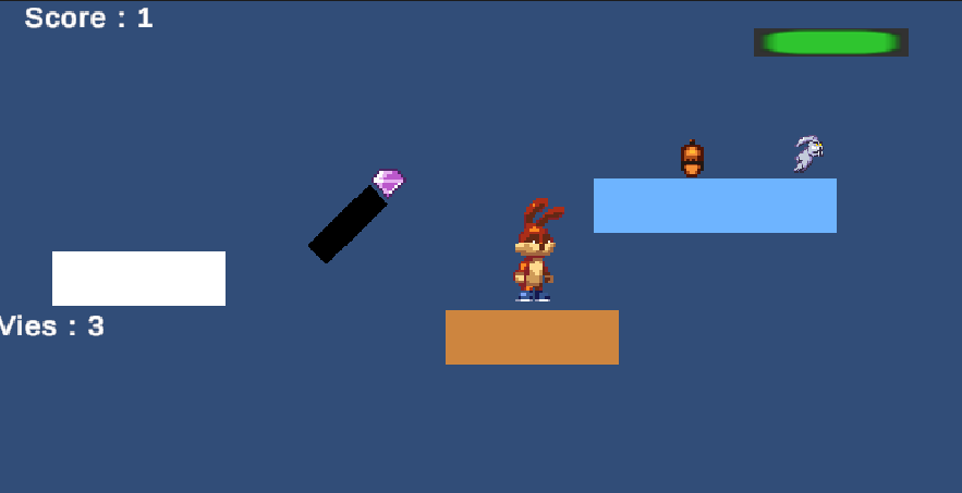 Interface : barre de vie et score